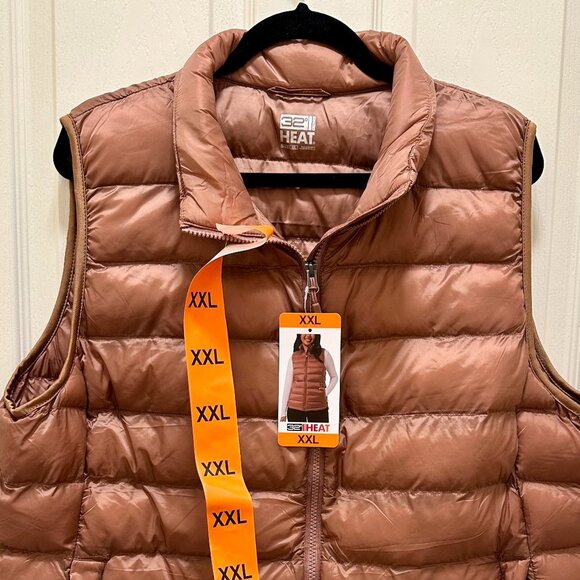 New 32 Degrees Women's Lightweight Zip Up Packable Vest Size XXL Copper Brown - Picture 9 of 14